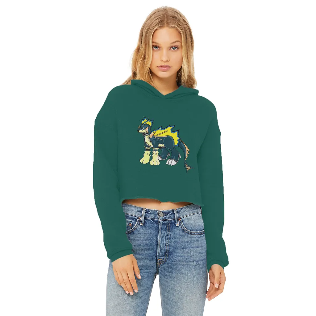 Doffis Ladies Cropped Raw Edge Hoodie