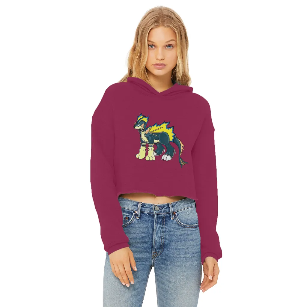 Doffis Ladies Cropped Raw Edge Hoodie