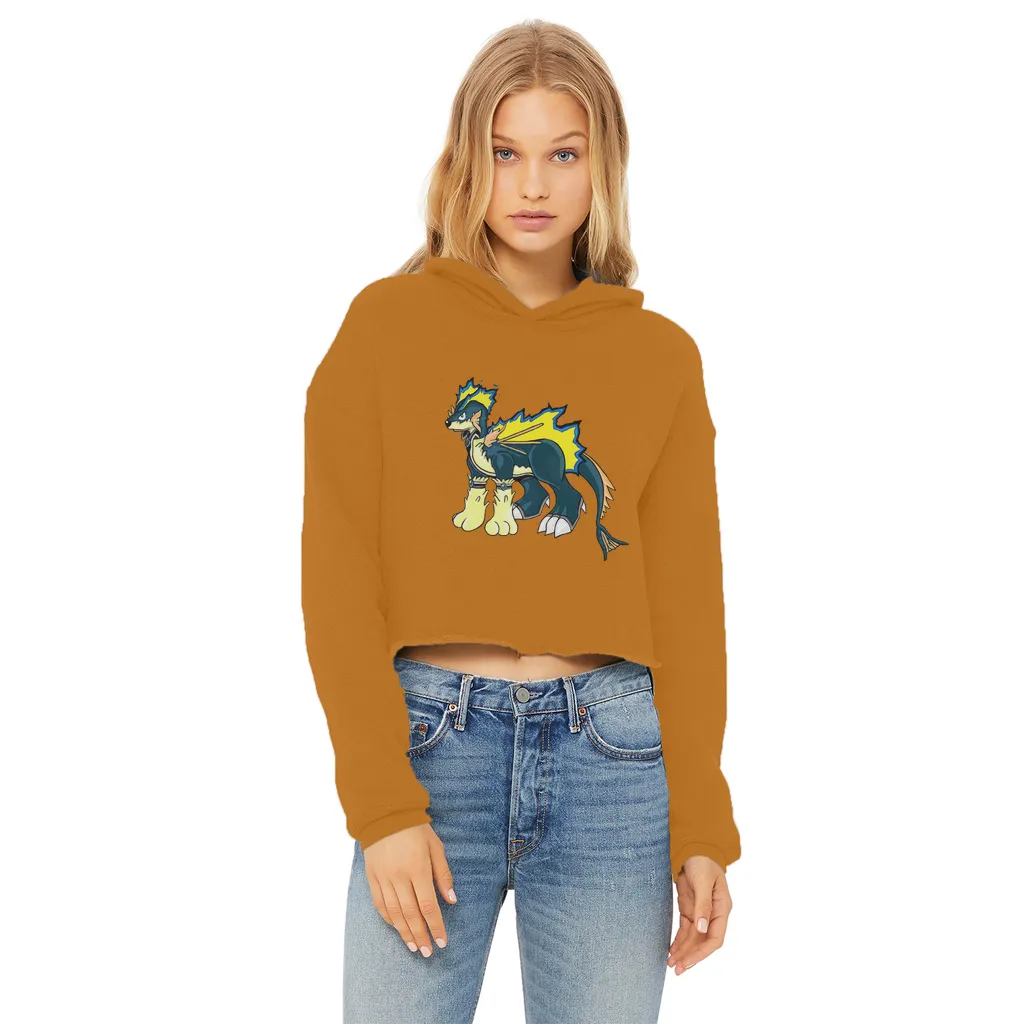 Doffis Ladies Cropped Raw Edge Hoodie
