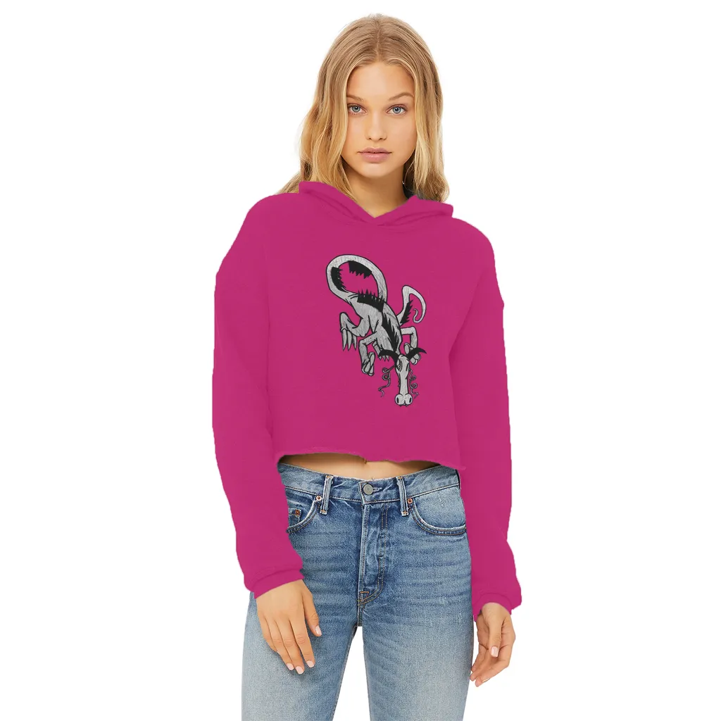 Dragon Ladies Cropped Raw Edge Hoodie