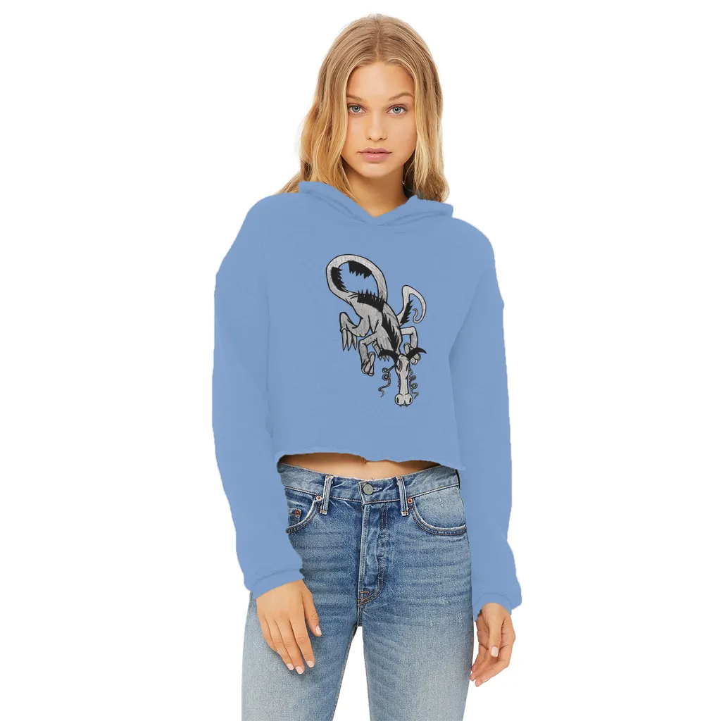 Dragon Ladies Cropped Raw Edge Hoodie