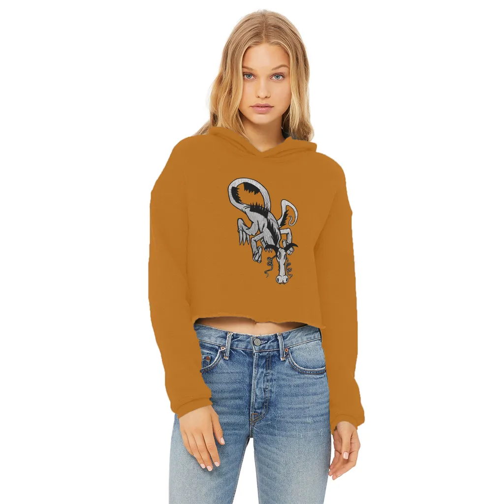 Dragon Ladies Cropped Raw Edge Hoodie