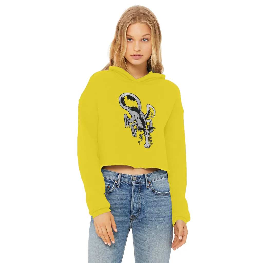 Dragon Ladies Cropped Raw Edge Hoodie