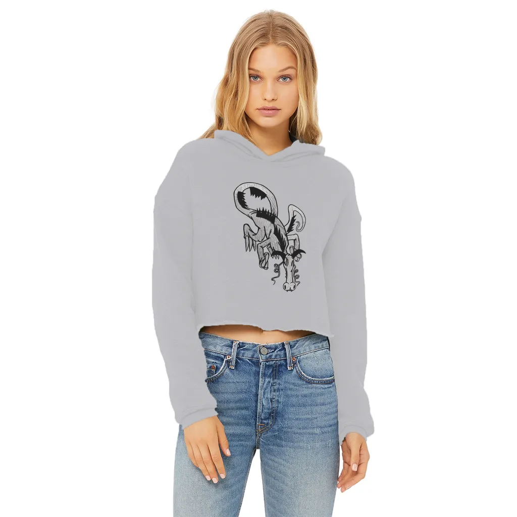 Dragon Ladies Cropped Raw Edge Hoodie