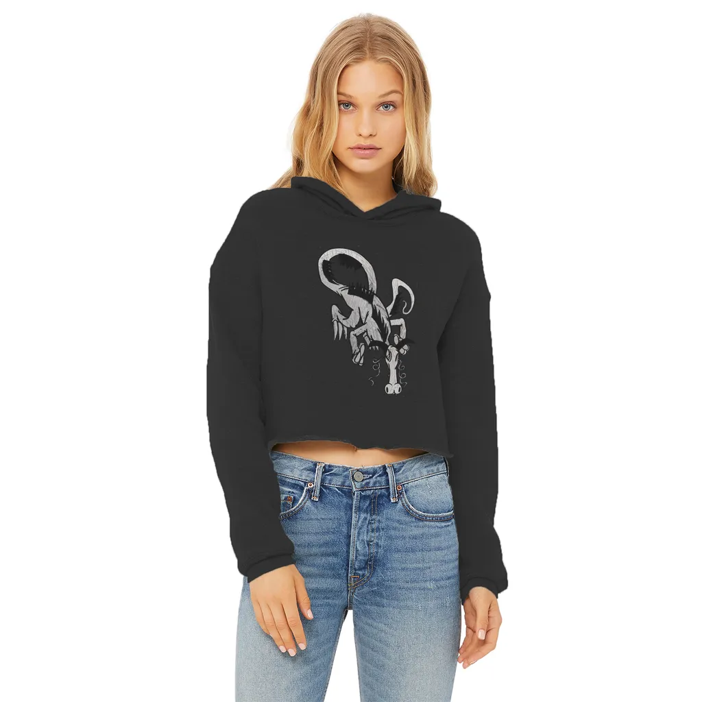 Dragon Ladies Cropped Raw Edge Hoodie