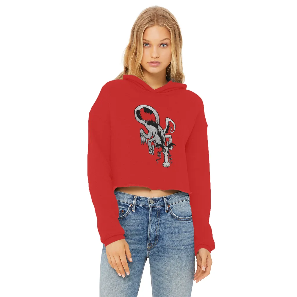 Dragon Ladies Cropped Raw Edge Hoodie