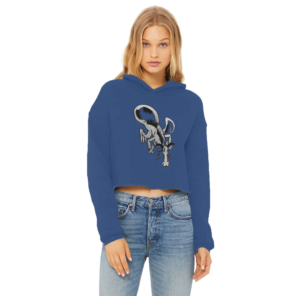 Dragon Ladies Cropped Raw Edge Hoodie