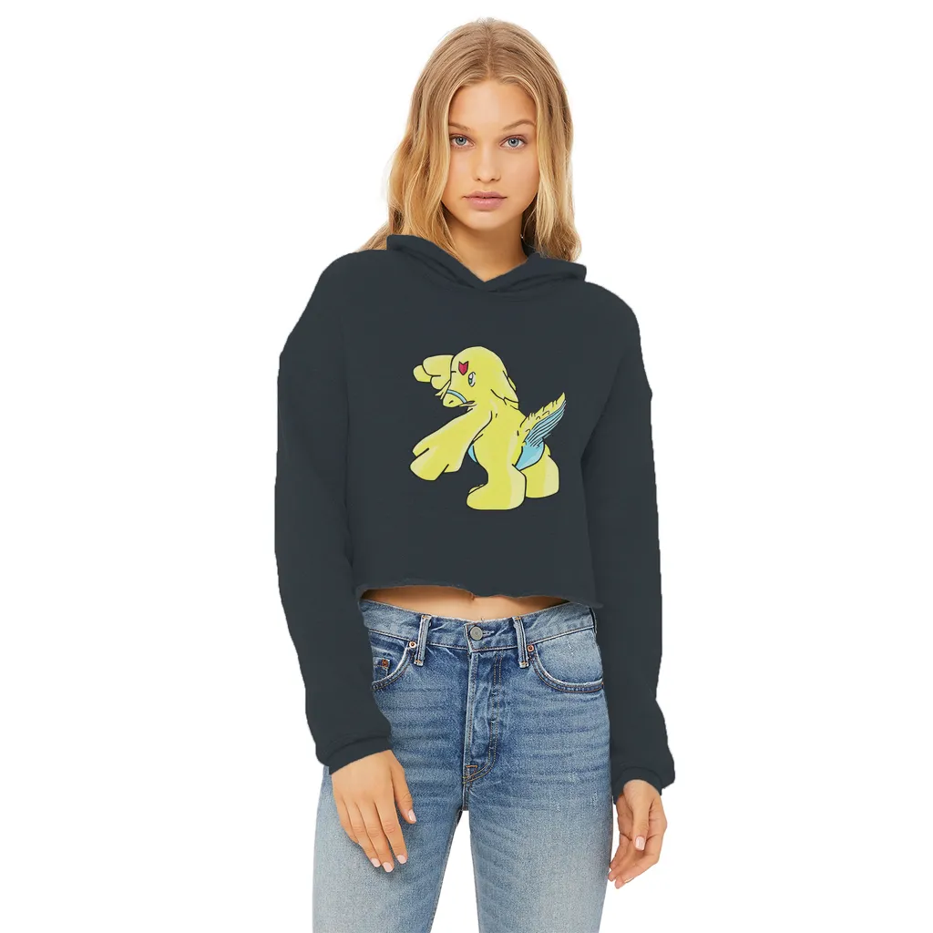 Ductil Ladies Cropped Raw Edge Hoodie