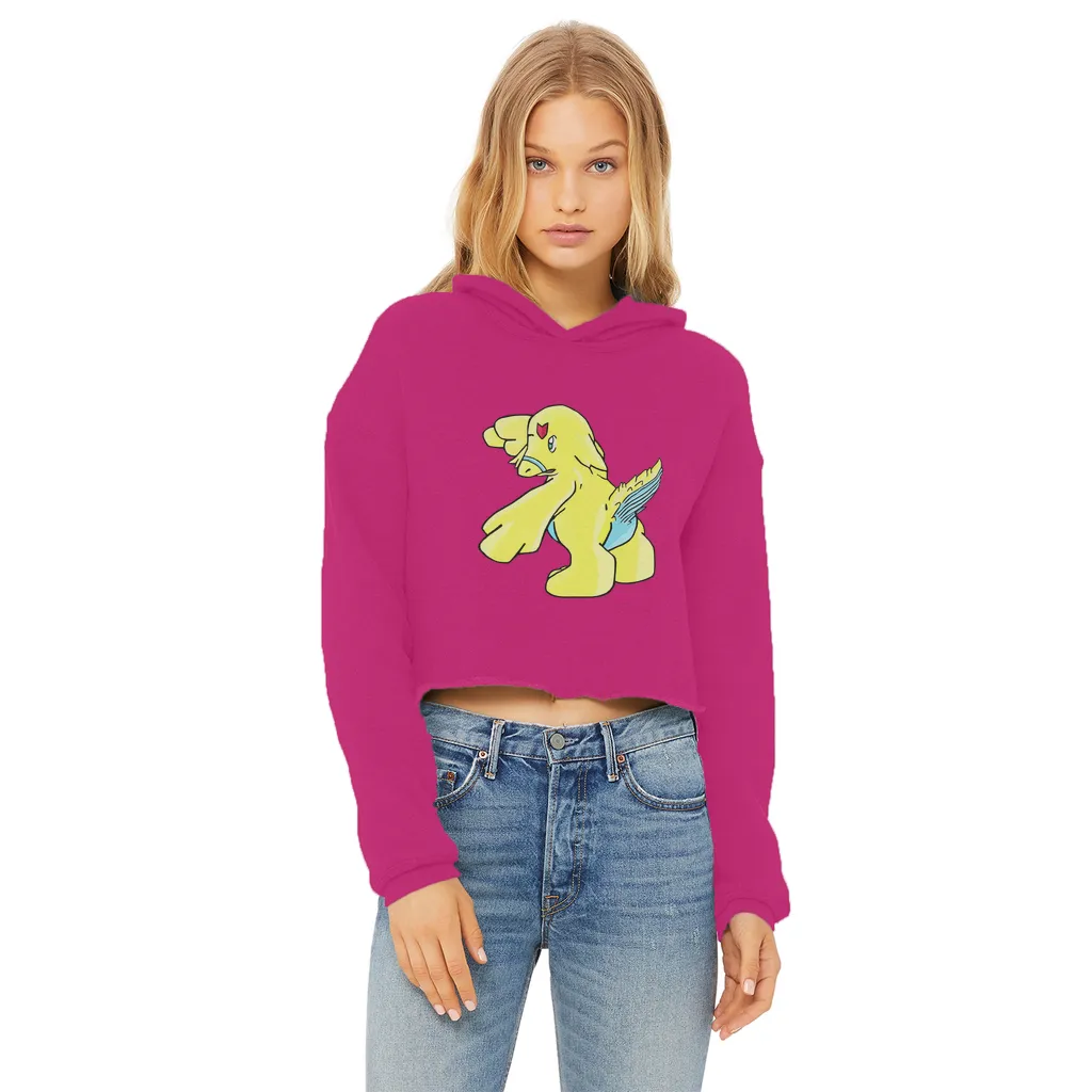 Ductil Ladies Cropped Raw Edge Hoodie