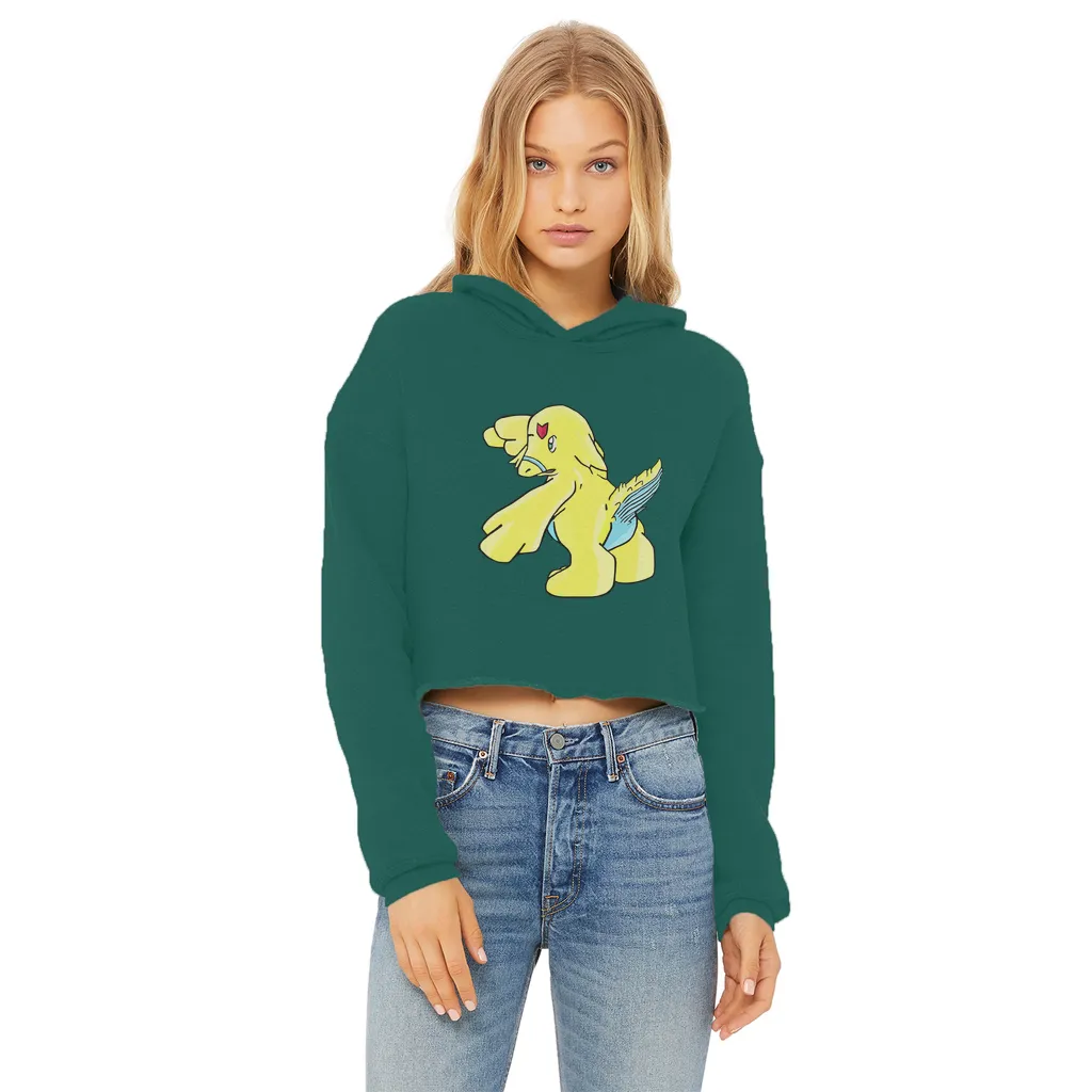 Ductil Ladies Cropped Raw Edge Hoodie