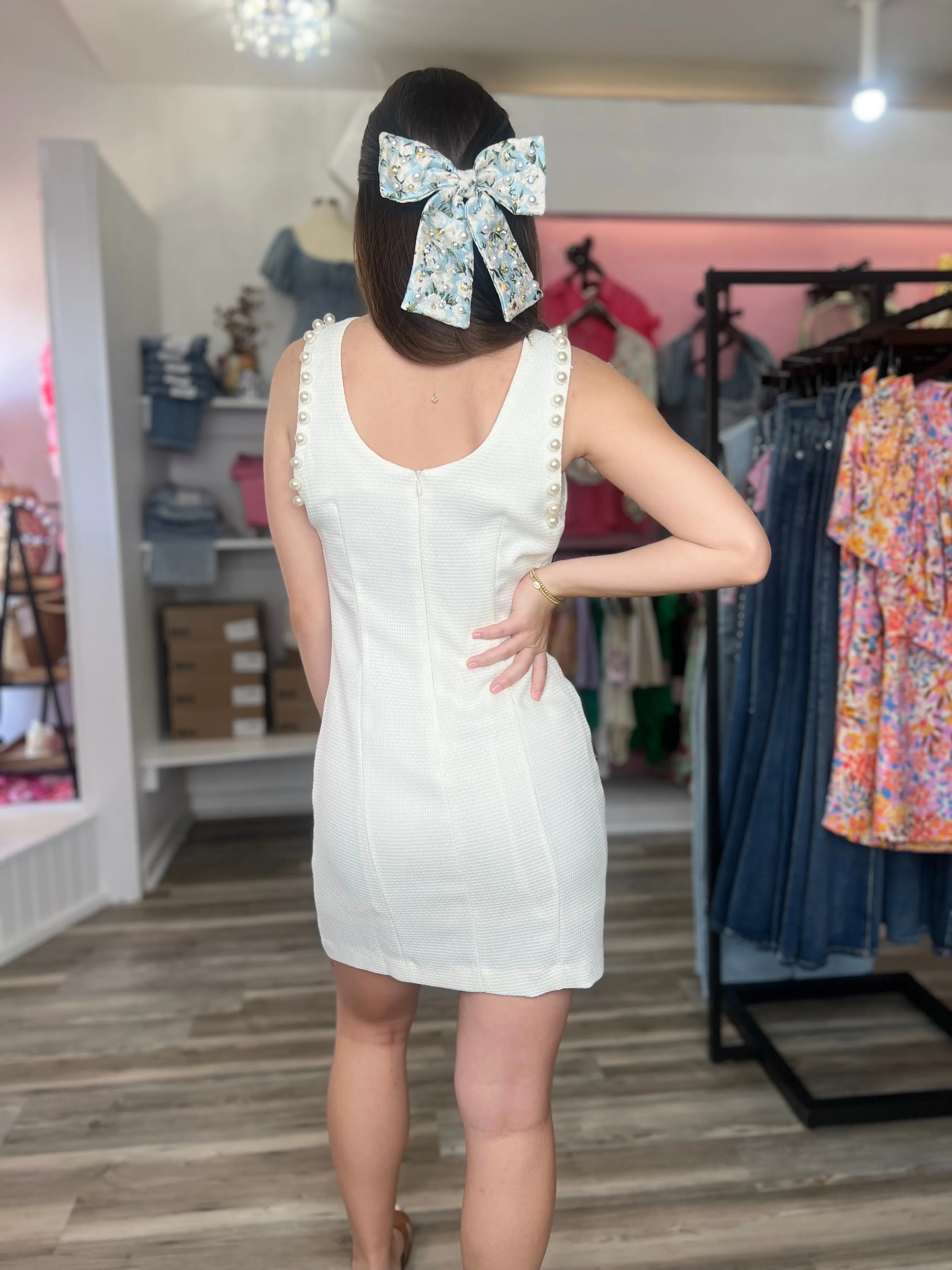 Emersyn Pearl Sleeveless Dress - Cream