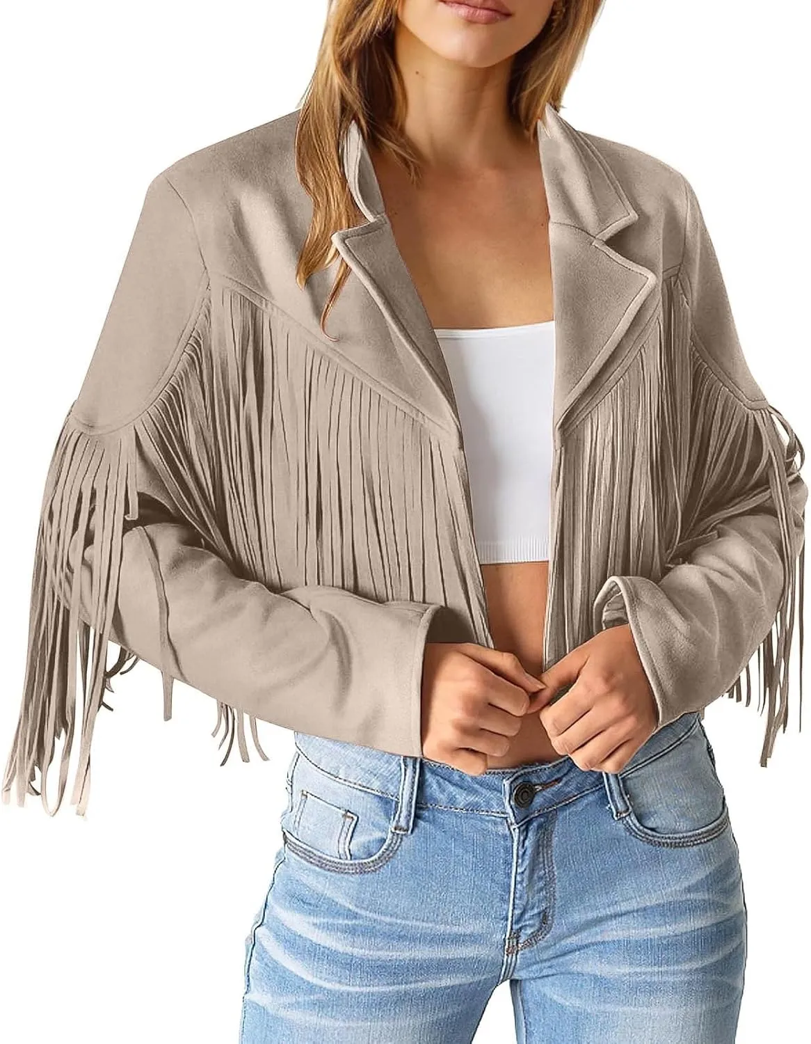 Faux Leather Jackets for Women 2025 Fashion Moto Biker Jacket Fall Winter Fringe Cowboy Cropped Jacket Cool Cardigan