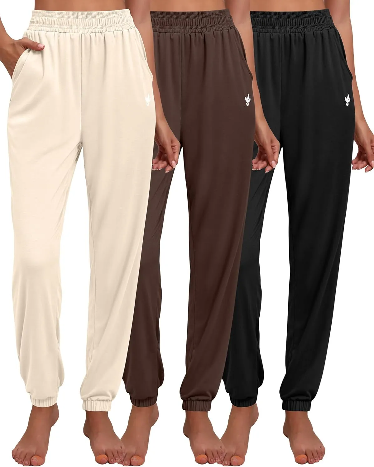 Ficerd 3 Pack Women Sweatpants Trendy Loose Fit Joggers Elastic Sporty Pants Athletic Baggy Lounge Trousers with Pockets