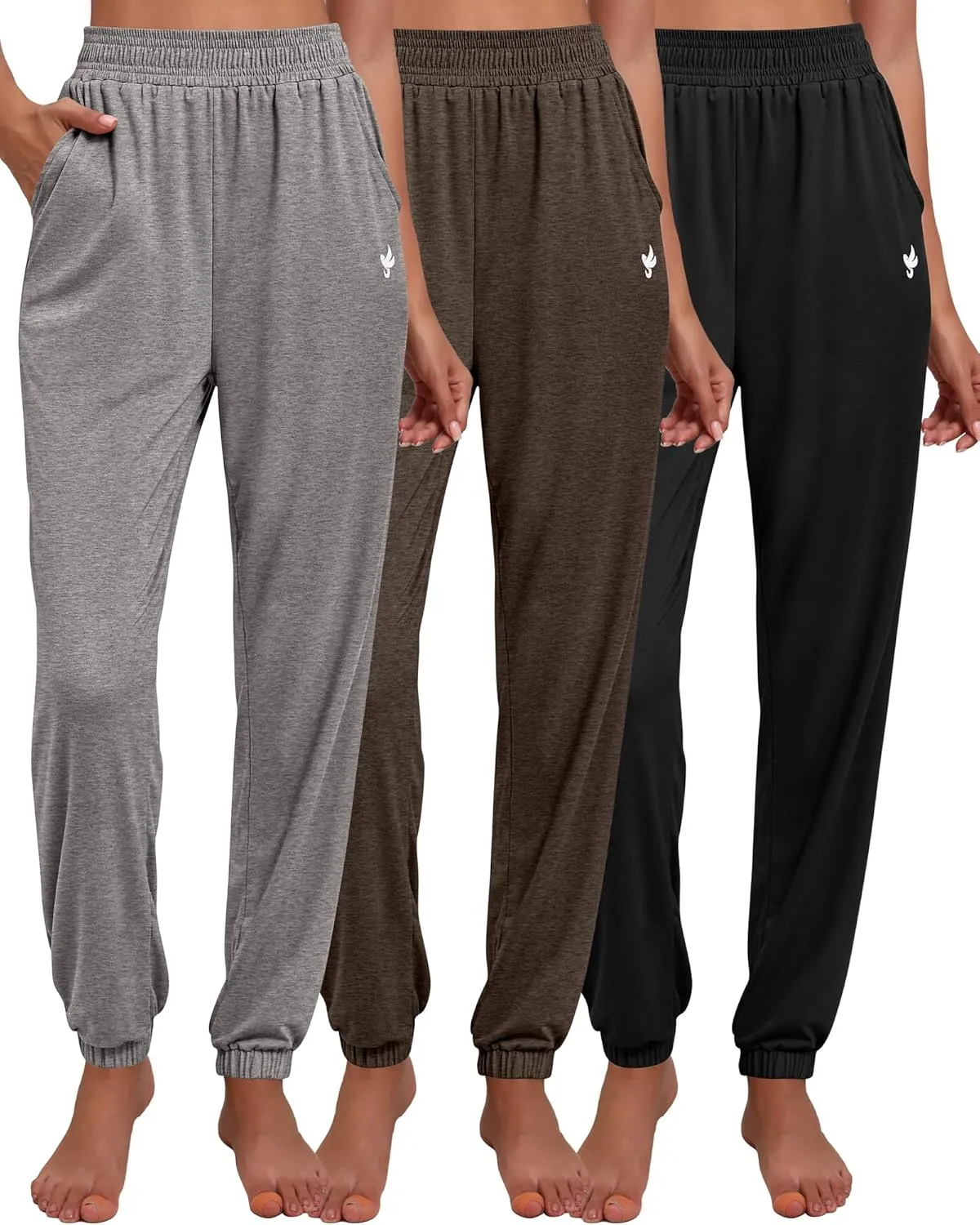 Ficerd 3 Pack Women Sweatpants Trendy Loose Fit Joggers Elastic Sporty Pants Athletic Baggy Lounge Trousers with Pockets