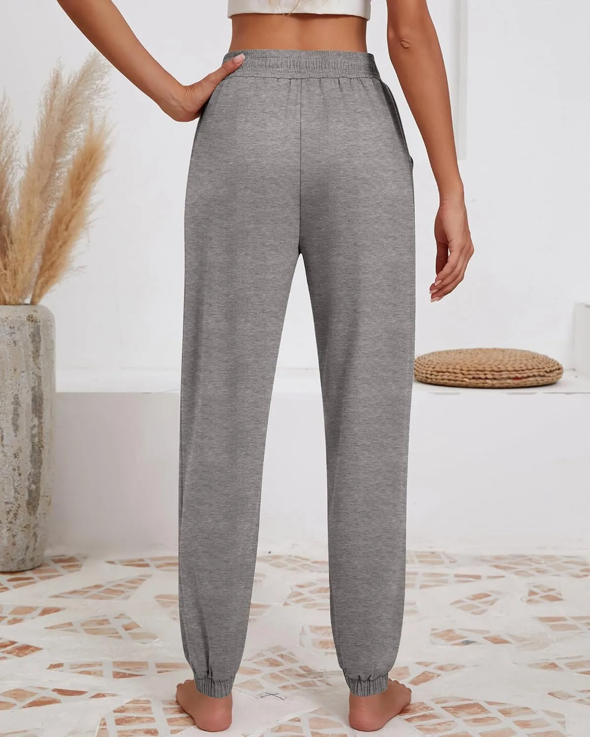 Ficerd 3 Pack Women Sweatpants Trendy Loose Fit Joggers Elastic Sporty Pants Athletic Baggy Lounge Trousers with Pockets