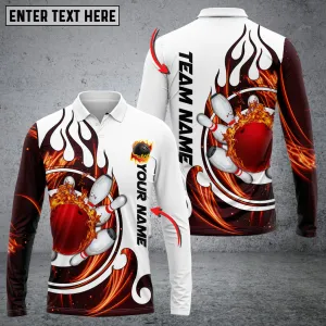 Fire Blaster Bowling And Pins Multicolor Option Customized Name Long Sleeve 3D Shirt
