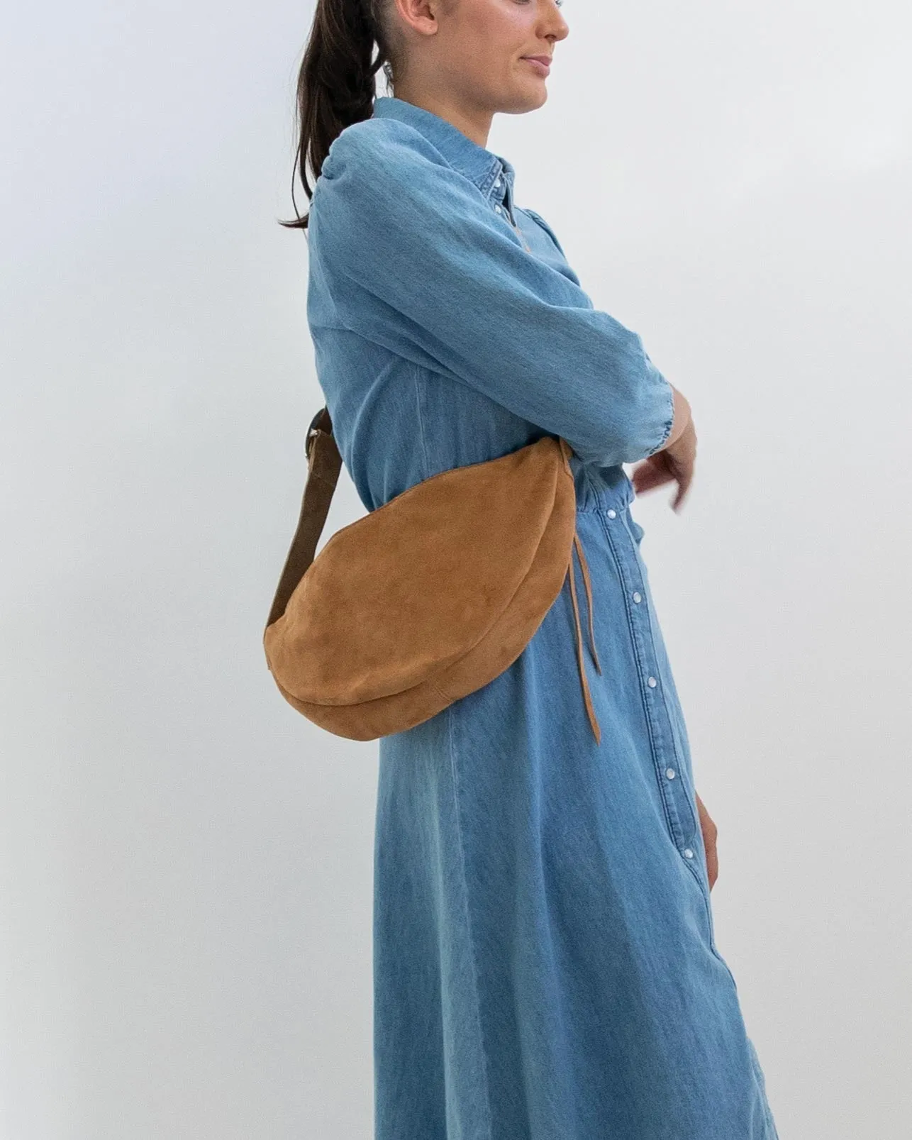 Harpers Emporium Luna Crossbody Bag in camel suede