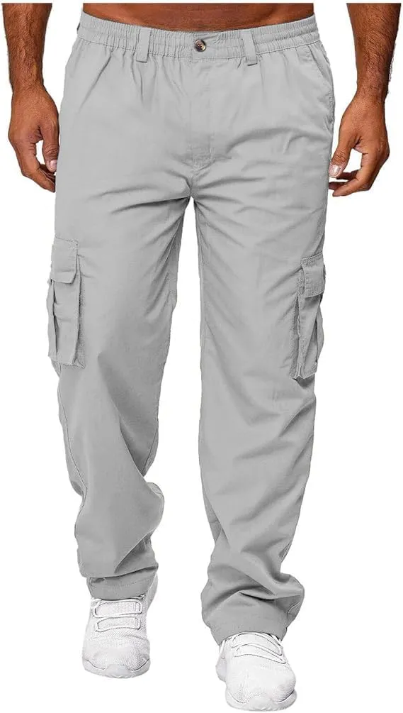 HUNGSON Mens Casual Cargo Pants - Sweatpants Joggers Athletic Trouser Cotton Loose Straight Hiking Pants for Men