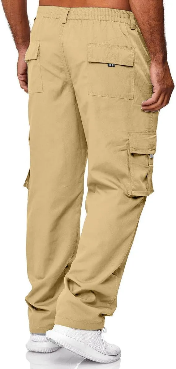 HUNGSON Mens Casual Cargo Pants - Sweatpants Joggers Athletic Trouser Cotton Loose Straight Hiking Pants for Men