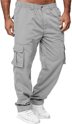 HUNGSON Mens Casual Cargo Pants - Sweatpants Joggers Athletic Trouser Cotton Loose Straight Hiking Pants for Men