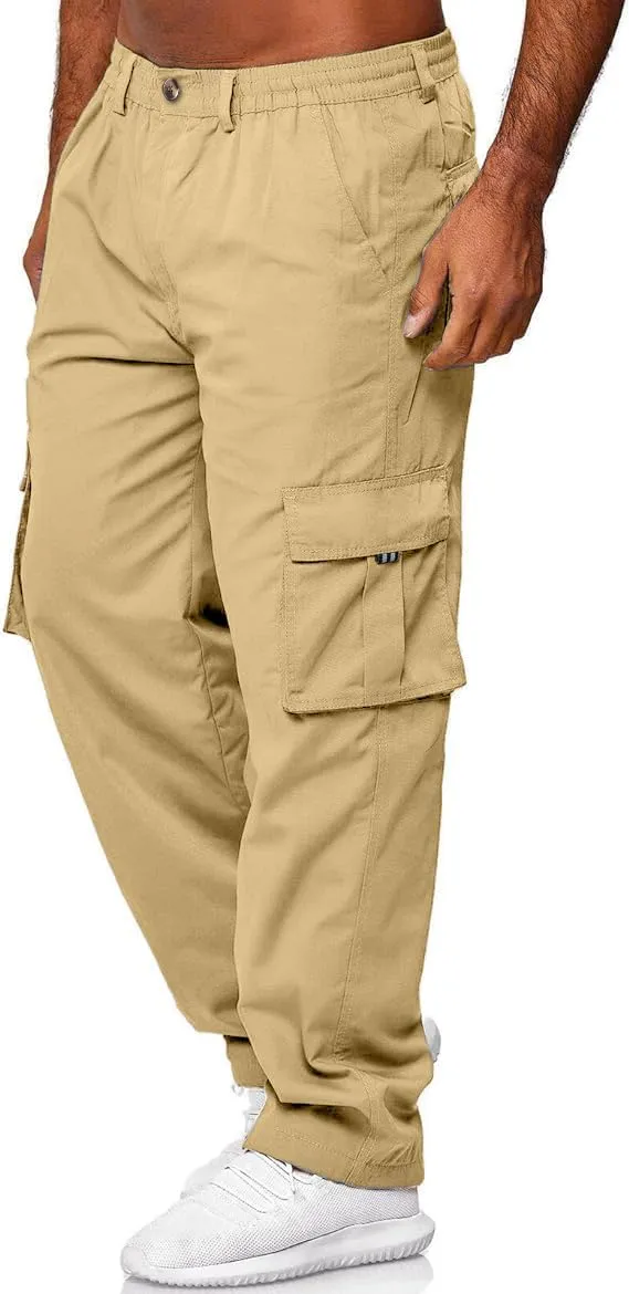 HUNGSON Mens Casual Cargo Pants - Sweatpants Joggers Athletic Trouser Cotton Loose Straight Hiking Pants for Men