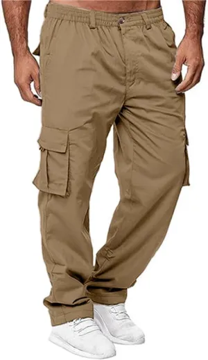 HUNGSON Mens Casual Cargo Pants - Sweatpants Joggers Athletic Trouser Cotton Loose Straight Hiking Pants for Men