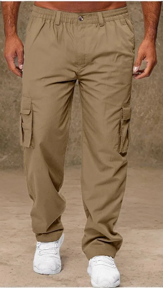HUNGSON Mens Casual Cargo Pants - Sweatpants Joggers Athletic Trouser Cotton Loose Straight Hiking Pants for Men