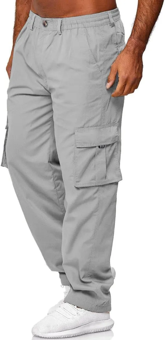 HUNGSON Mens Casual Cargo Pants - Sweatpants Joggers Athletic Trouser Cotton Loose Straight Hiking Pants for Men