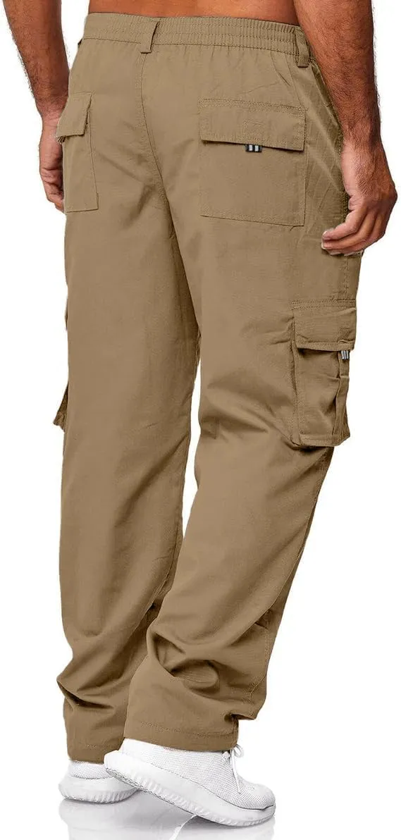 HUNGSON Mens Casual Cargo Pants - Sweatpants Joggers Athletic Trouser Cotton Loose Straight Hiking Pants for Men