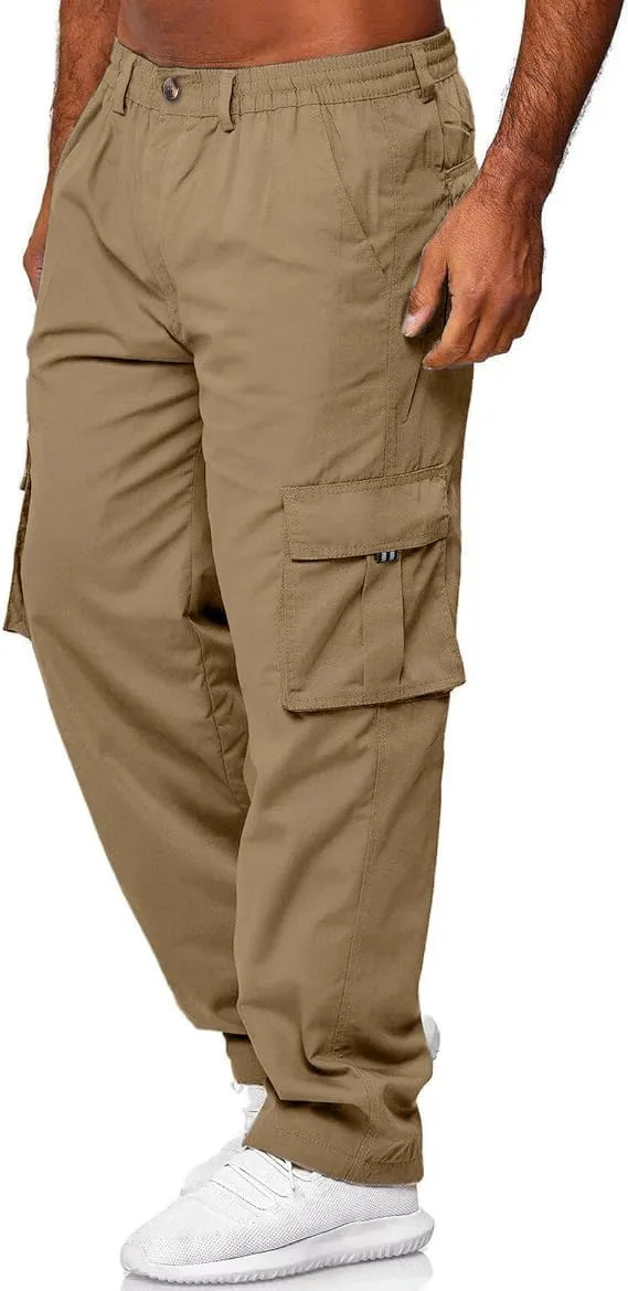 HUNGSON Mens Casual Cargo Pants - Sweatpants Joggers Athletic Trouser Cotton Loose Straight Hiking Pants for Men