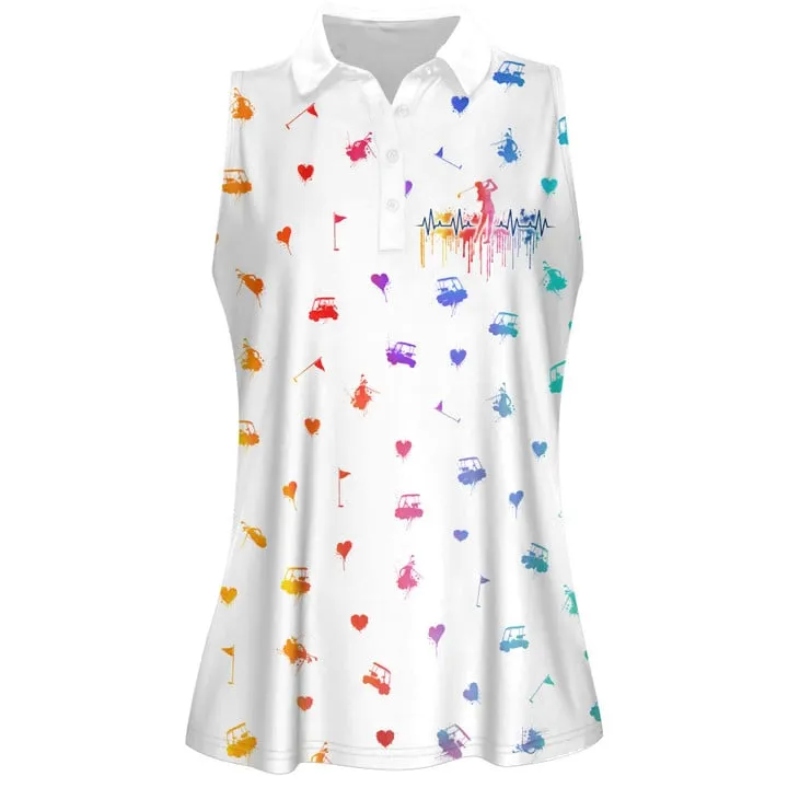 Just A Crazy Lady Who Loves Golf Women Short Sleeve Polo Shirt Sleeveless Polo Shirt