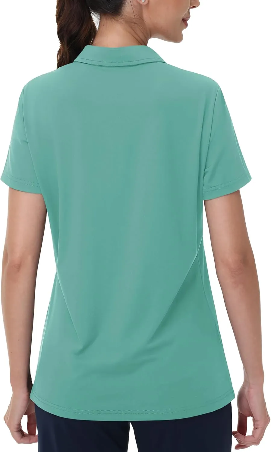 MAGCOMSEN Women's Golf Shirts Short Sleeve Polo Collared Tennis Shirt V Neck Quick Dry Sun Protection UPF 50 