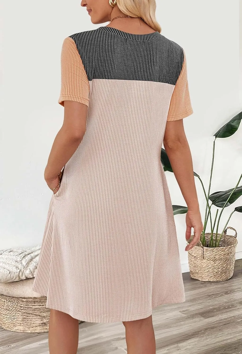 MEROKEETY Women's 2025 Spring Summer Mini Dresses Casual Short Sleeve Crewneck T Shirt Shift Dress