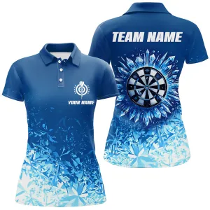 Personalized Icy Blue Darts Polo Shirt Custom Cool Darts Shirt For Women Love Dart