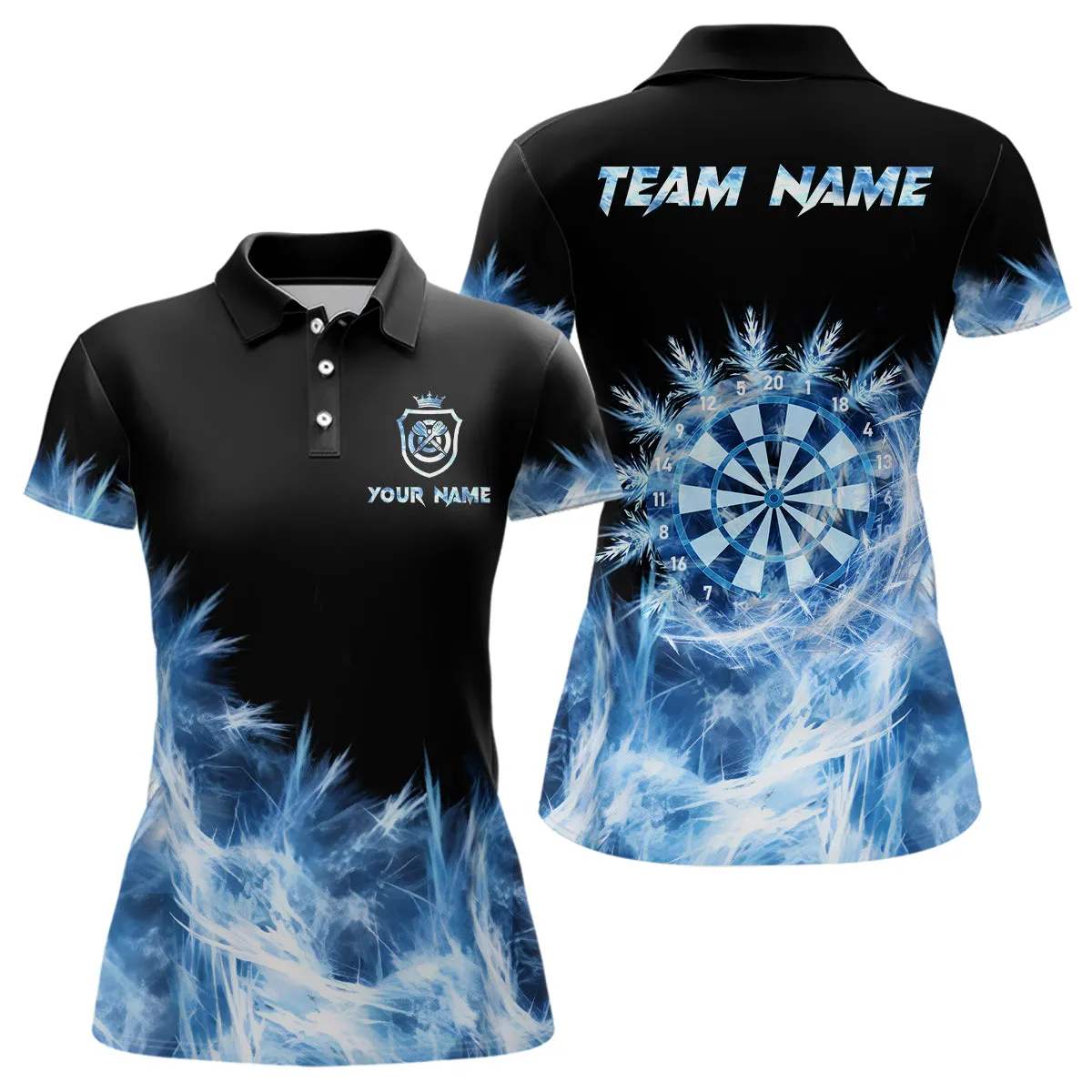 Personalized Icy Blue Darts Polo Shirt Custom Cool Darts Shirt For Women Love Dart