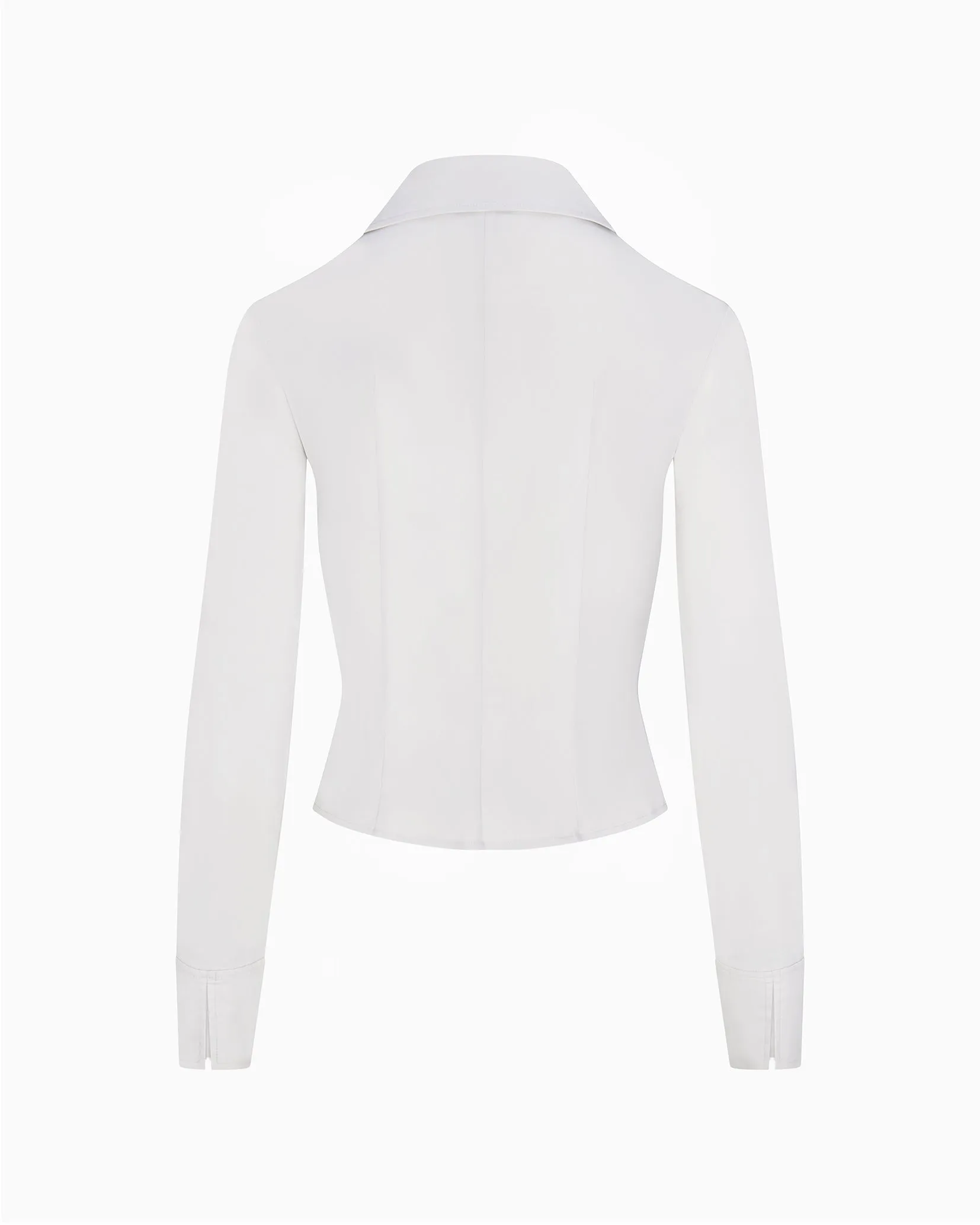 Poplin Collared Zip Shirt | Light Grey