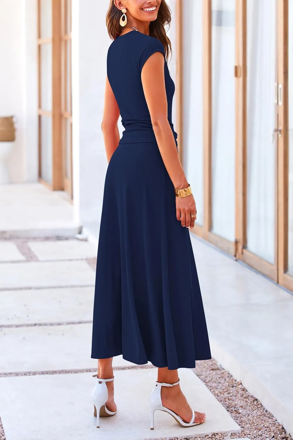 PRETTYGARDEN Summer Two Piece Skirt Set for Women 2025 Dressy Casual Knit Matching Travel Spring Vacation Lounge Outfits