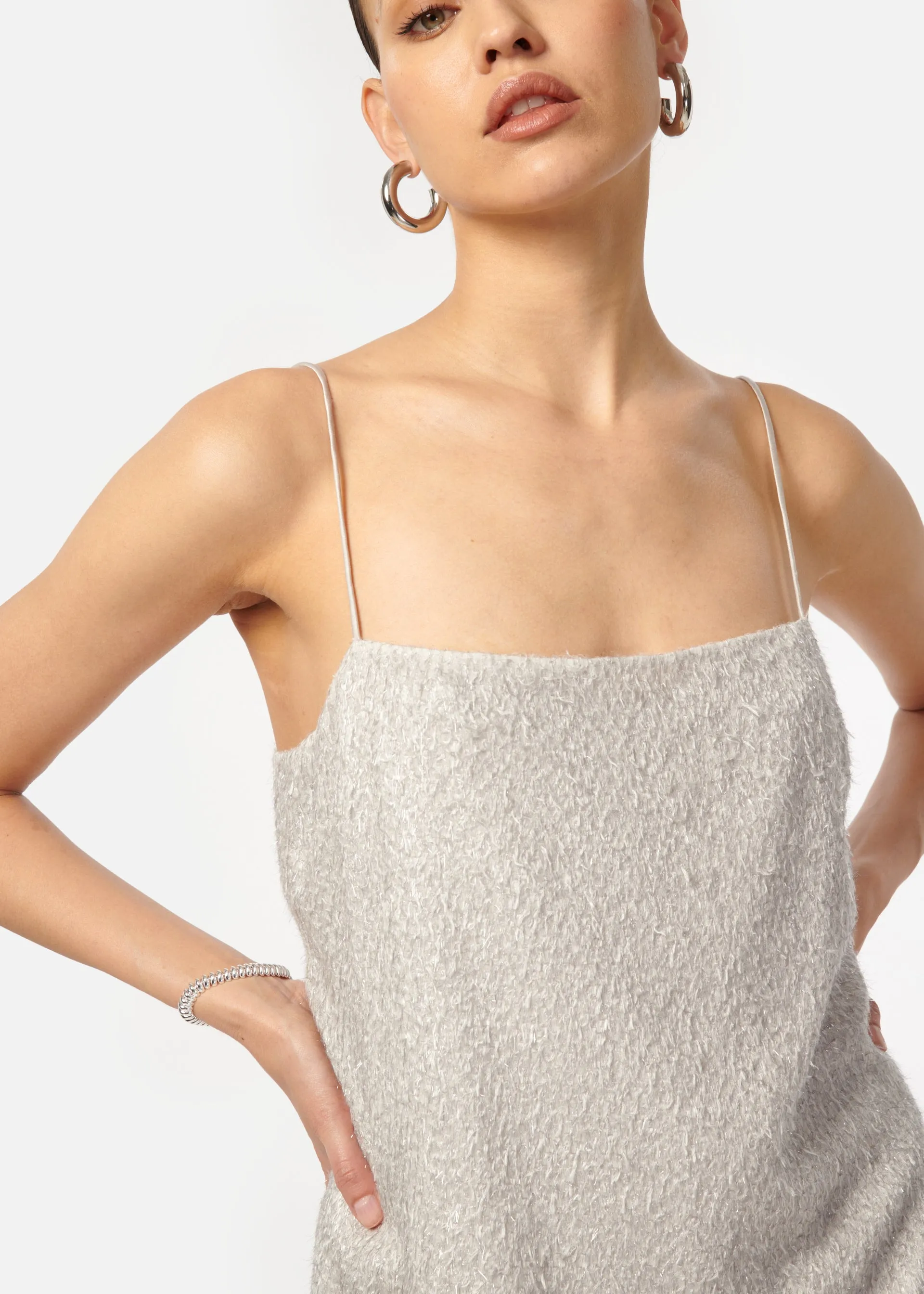 Rin Metallic Chiffon Mini Dress Haze