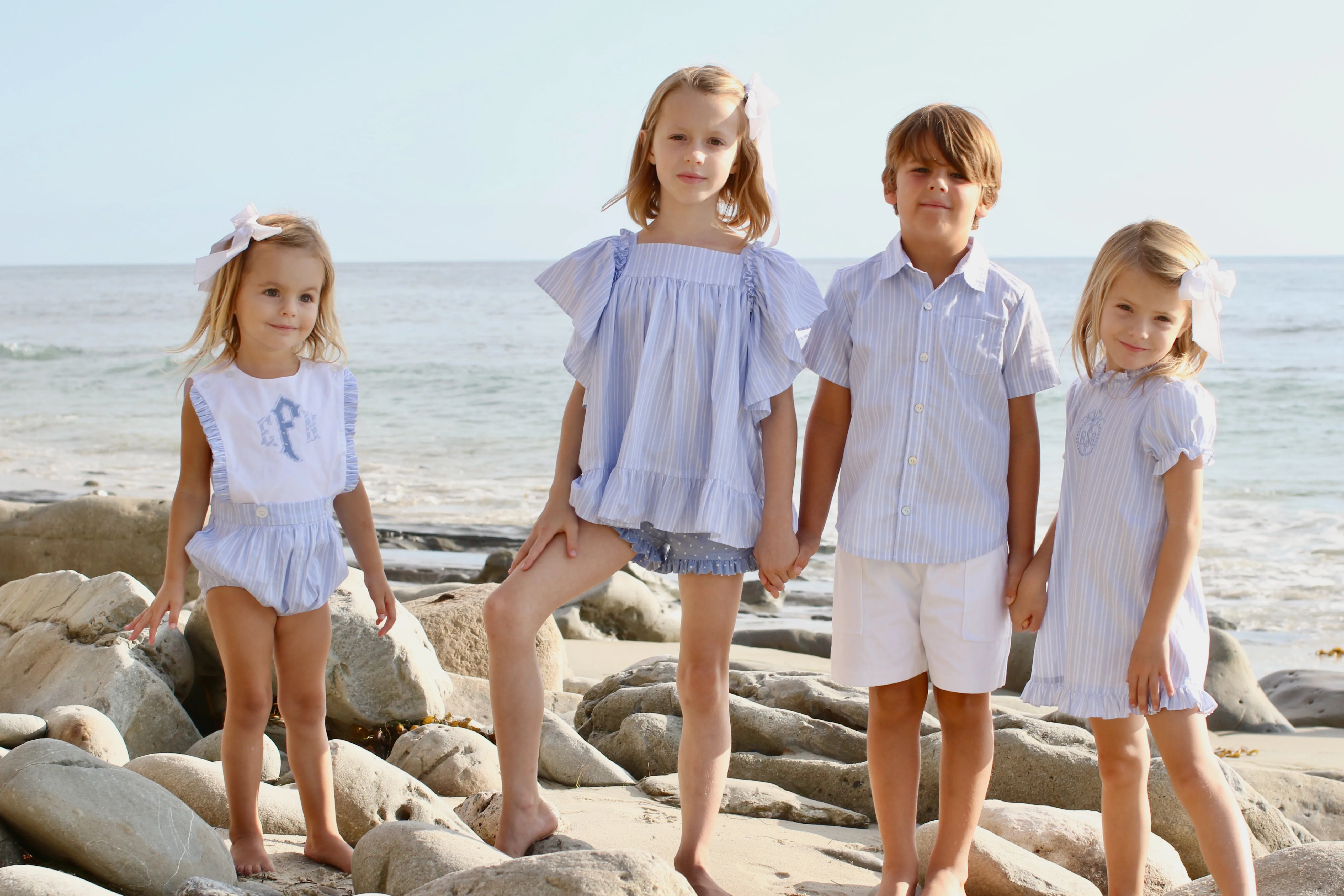 Roy Shirt Short Sleeve in Blue & White Dress Stripe
