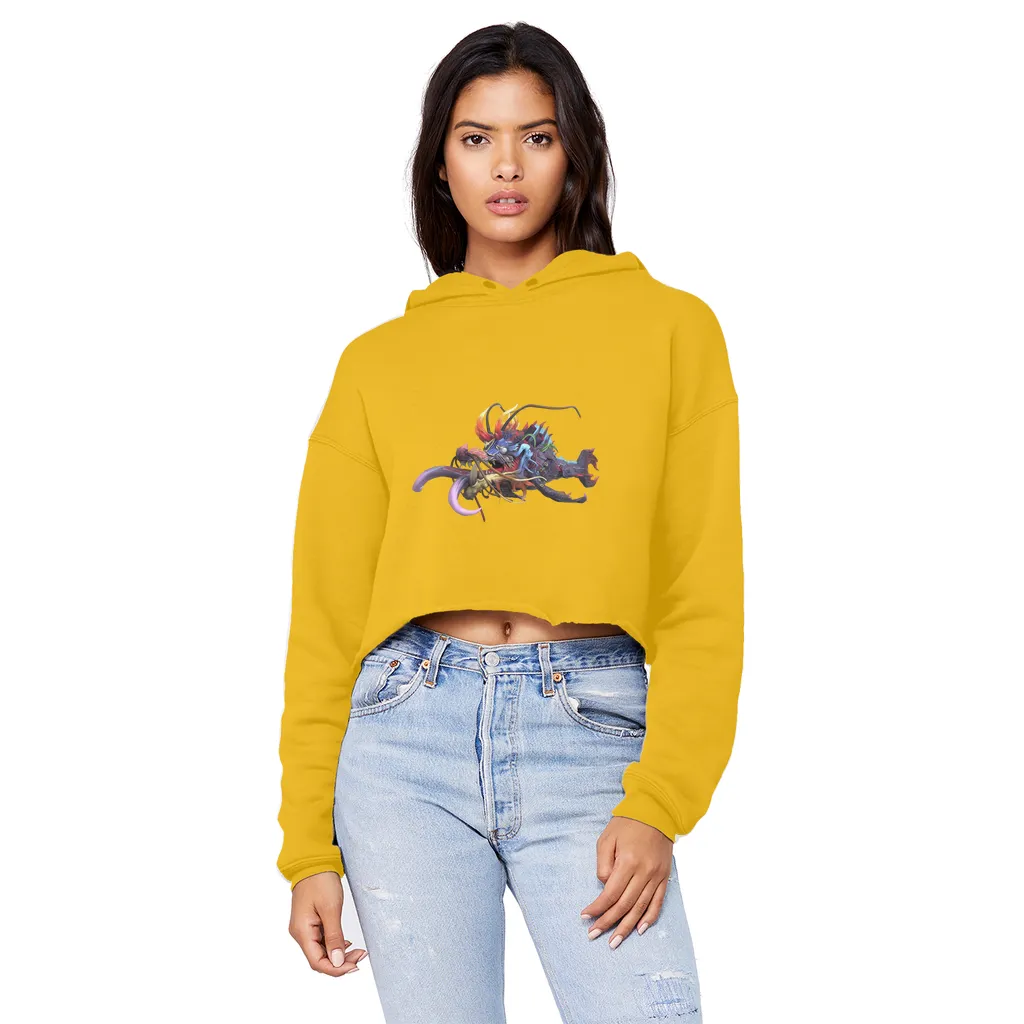 Ryuuk the Fish Dragon God Unisex Cropped Raw Edge Boyfriend Hoodie