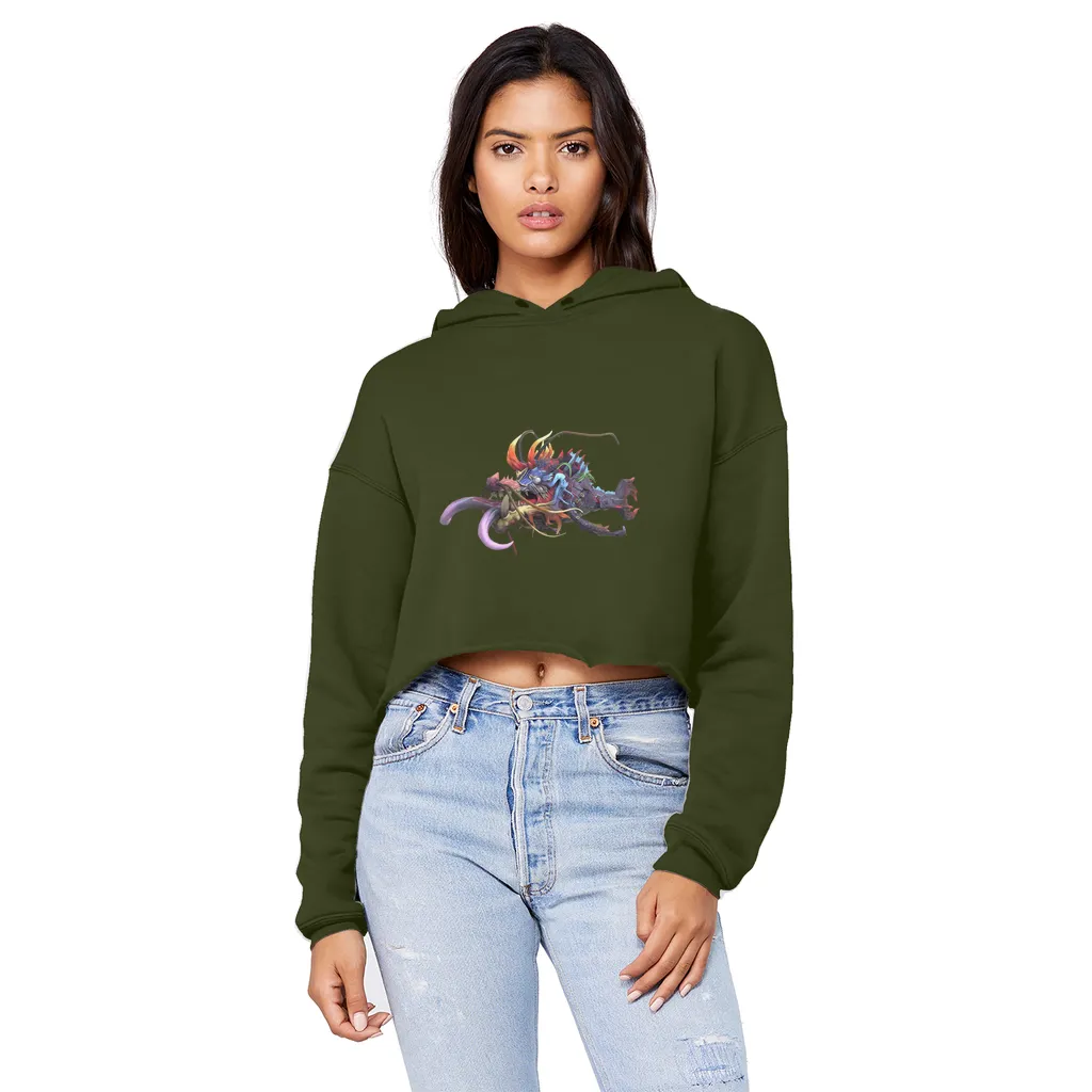 Ryuuk the Fish Dragon God Unisex Cropped Raw Edge Boyfriend Hoodie