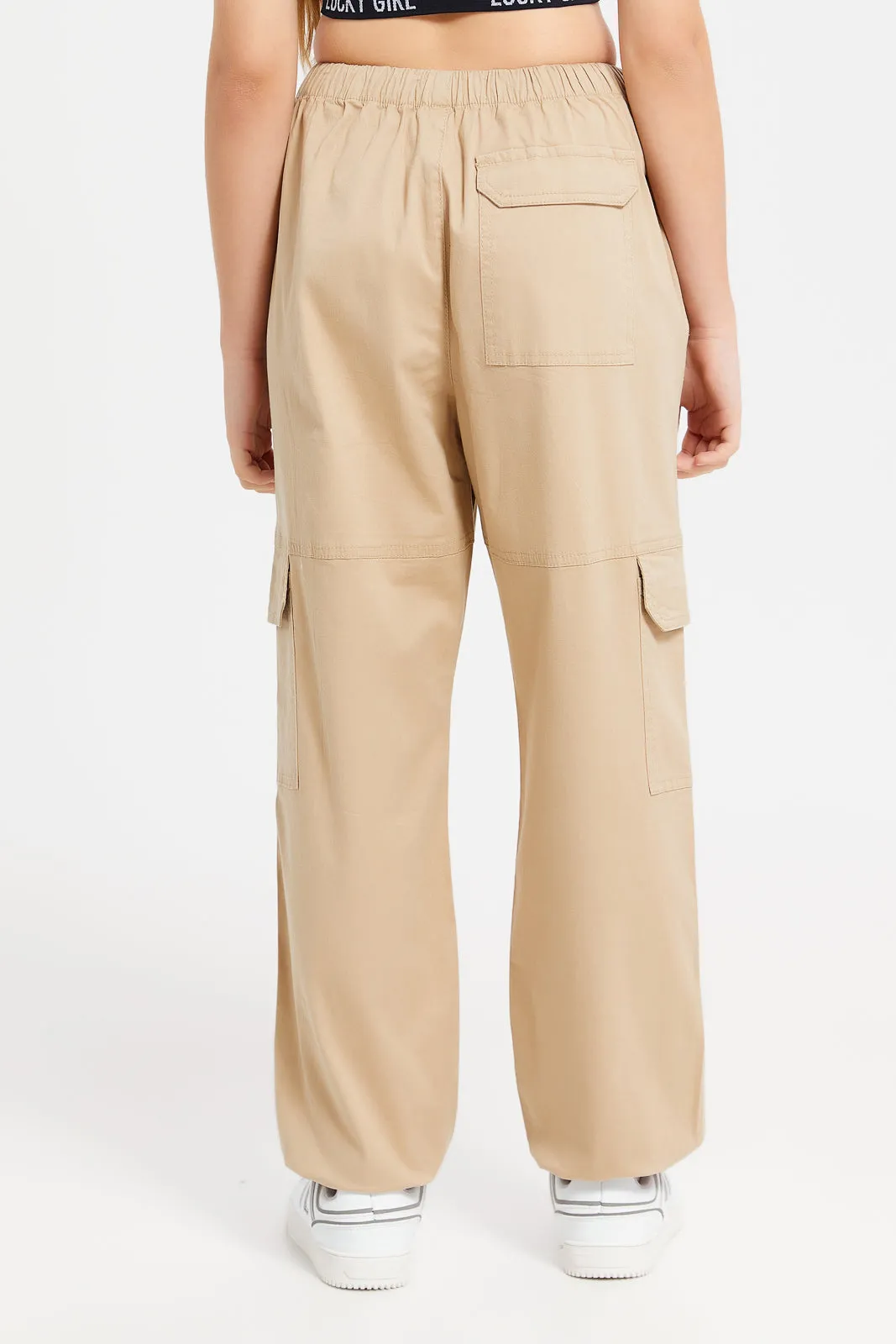 Senior Girls Cream Parachute Twill Pants