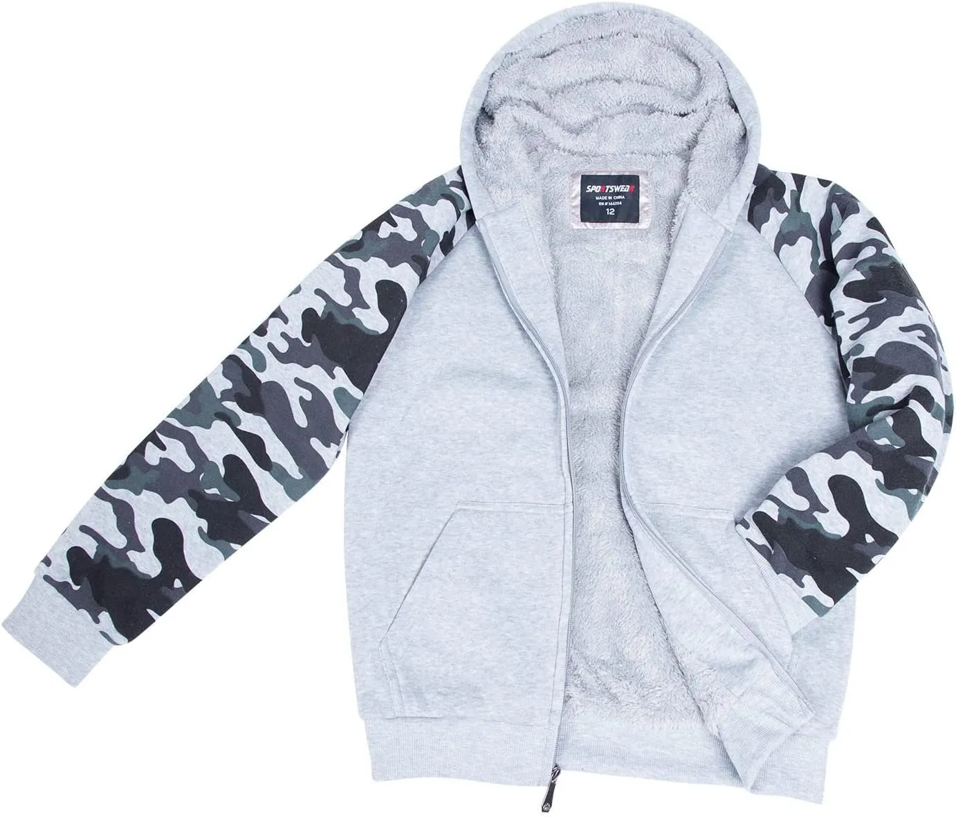 Sherpa Lined Boys Hoodie Full Zip Fleece Warm Youth Big Long Sleeve Child Sweatshirts