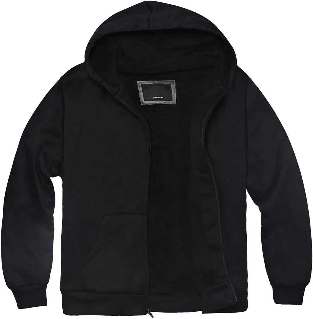 Sherpa Lined Boys Hoodie Full Zip Fleece Warm Youth Big Long Sleeve Child Sweatshirts