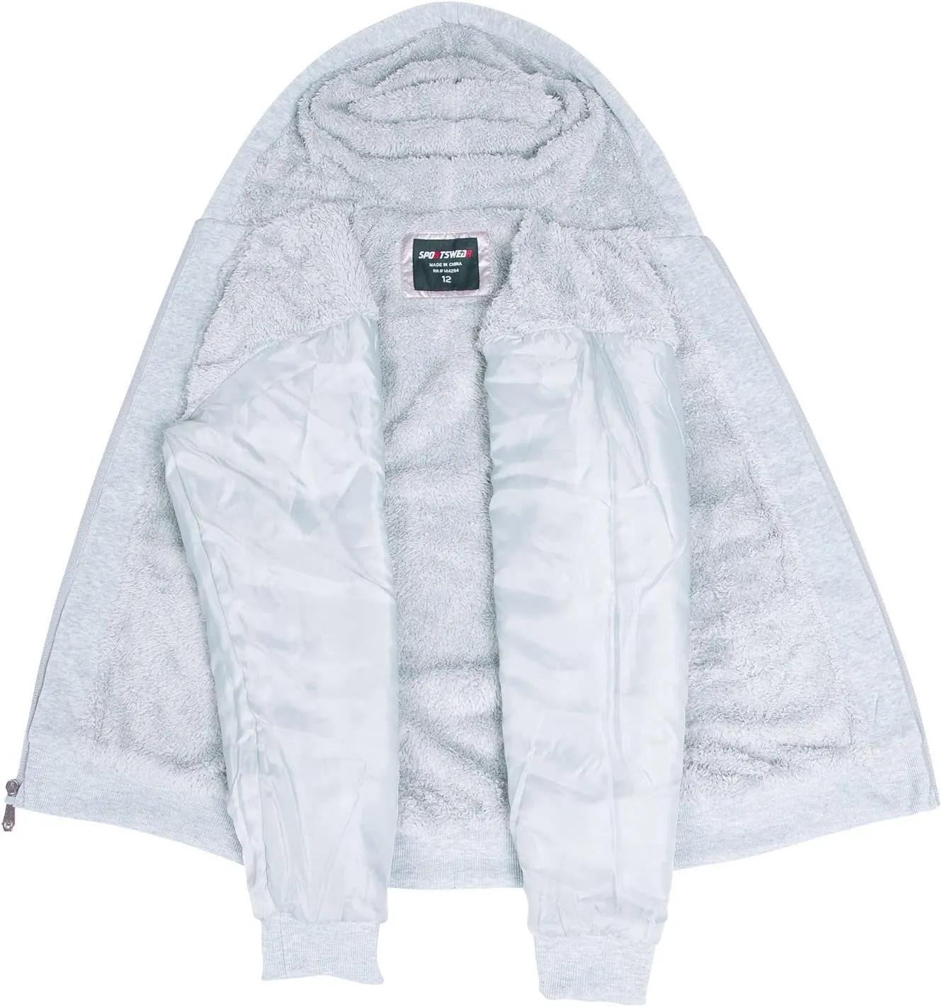 Sherpa Lined Boys Hoodie Full Zip Fleece Warm Youth Big Long Sleeve Child Sweatshirts