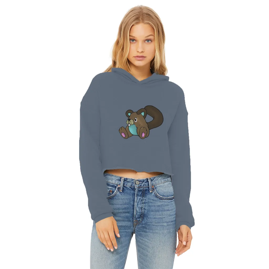 Showchu Ladies Cropped Raw Edge Hoodie