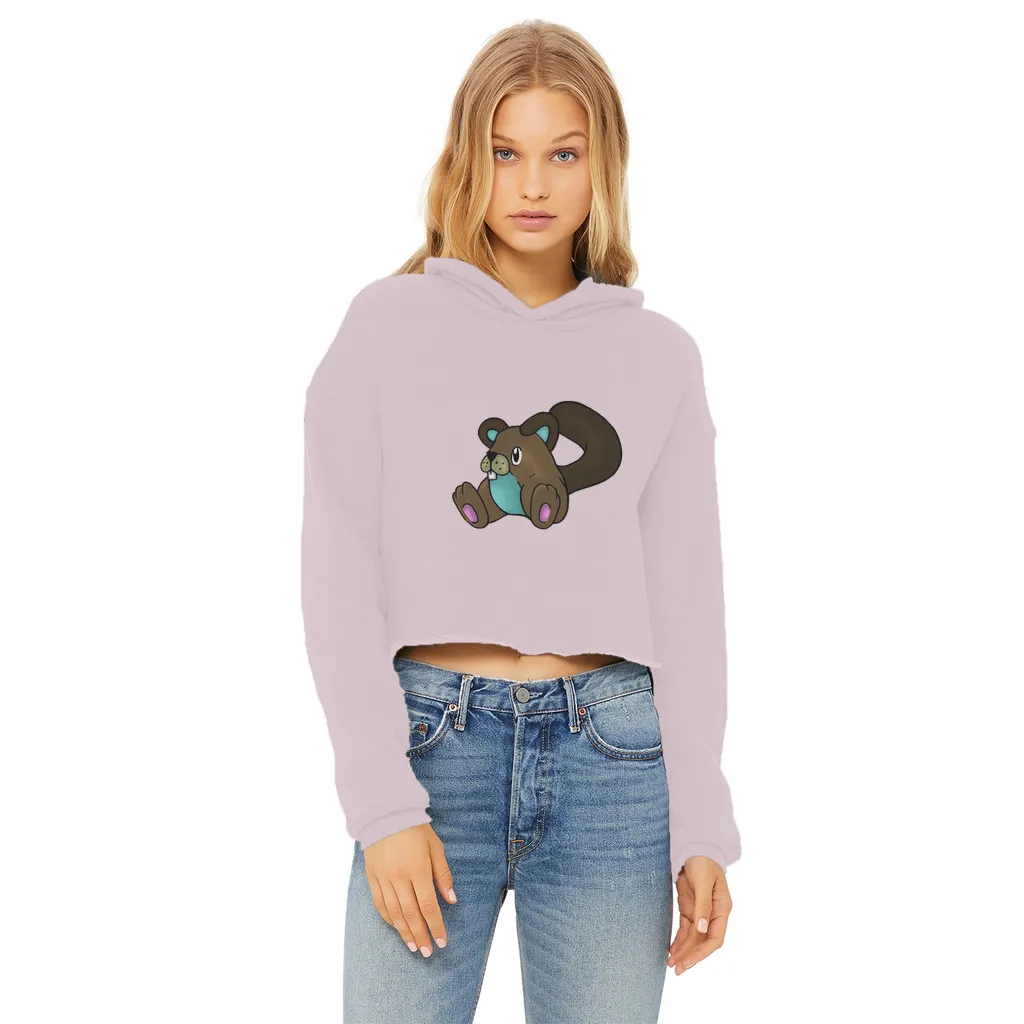 Showchu Ladies Cropped Raw Edge Hoodie