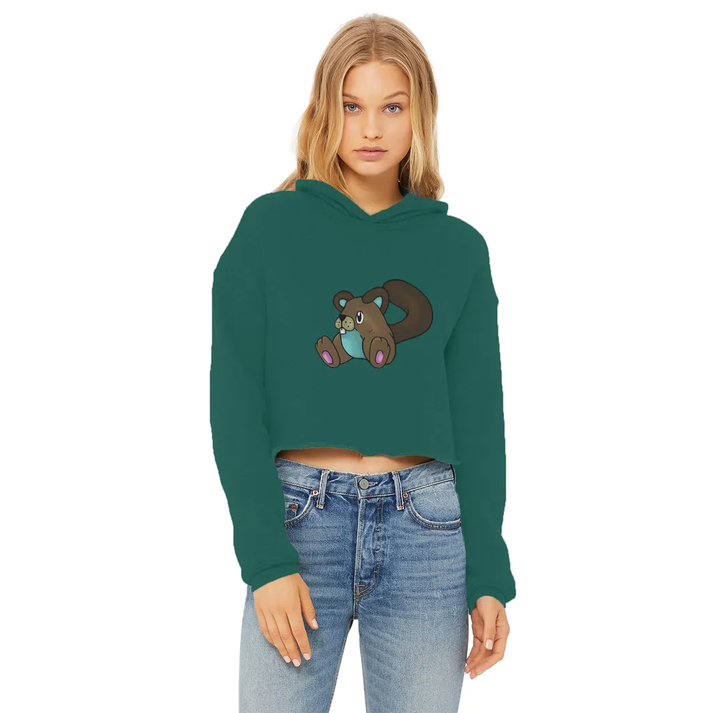 Showchu Ladies Cropped Raw Edge Hoodie