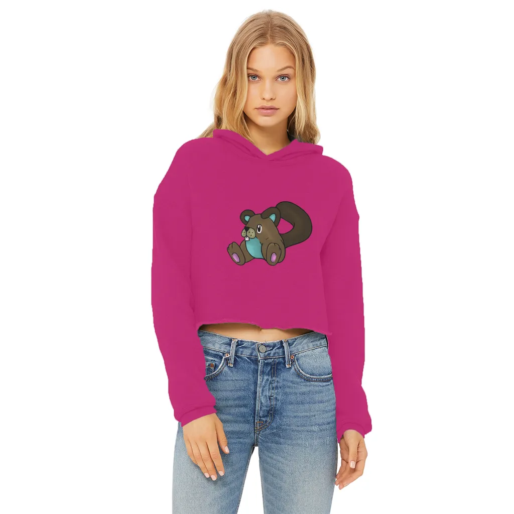 Showchu Ladies Cropped Raw Edge Hoodie