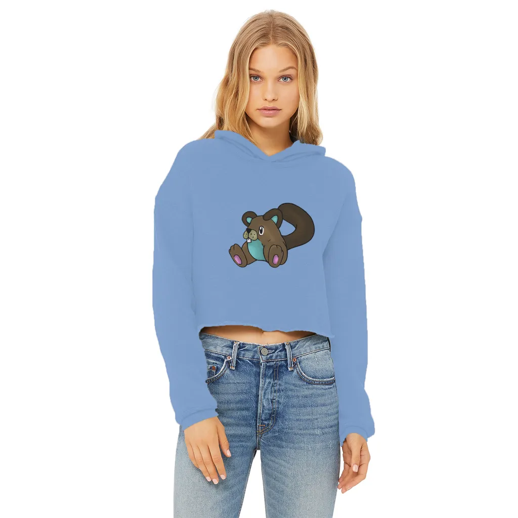 Showchu Ladies Cropped Raw Edge Hoodie